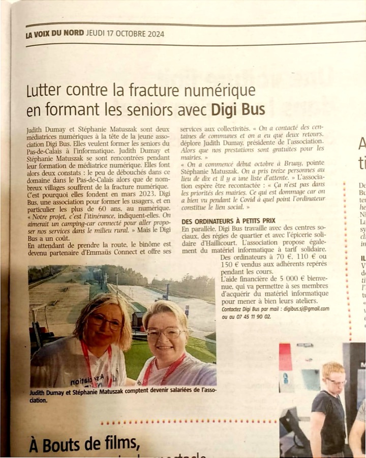 Article La Voix du Nord — Lutter contre la fracture numérique avec Digi Bus